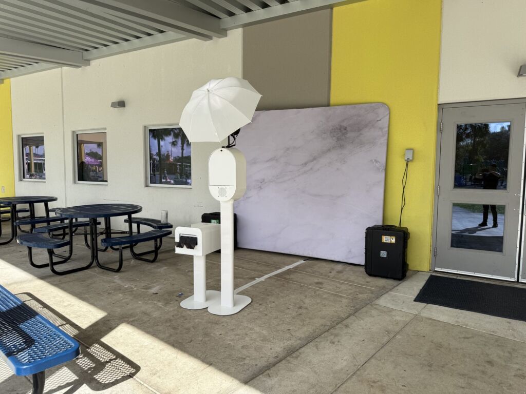 South Florida photo booth rental set up and ready before guests arrive at an outdoor venue
