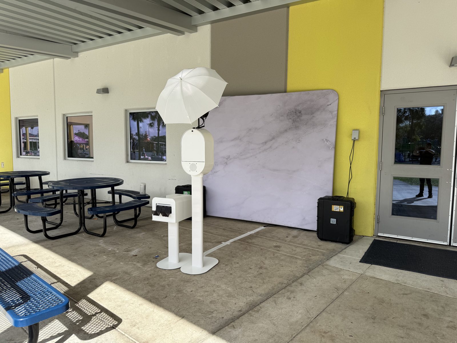 South Florida photo booth rental set up and ready before guests arrive at an outdoor venue