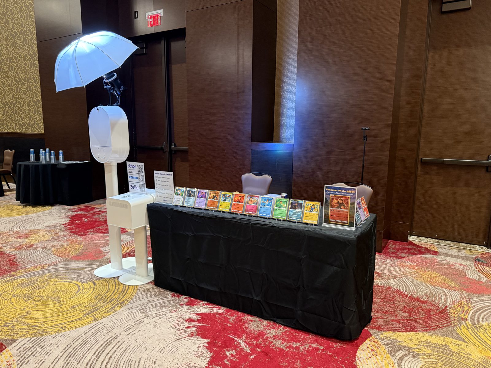 Photo booth rental set up in a Hard Rock ballroom in South Florida before an event