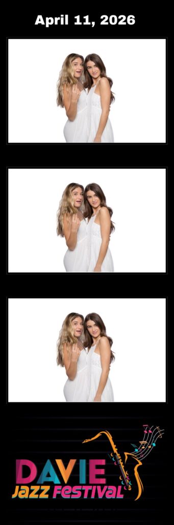 Custom 2x6 photo booth strip designed for the Davie Jazz Festival with three frames and event branding